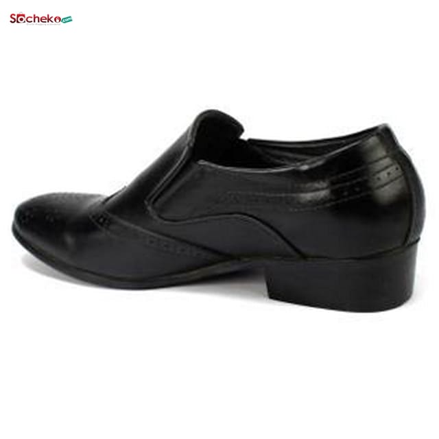 Black Textured Formal Shoes For Men