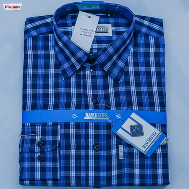 Formal Looks Checked Blue Shirt Design