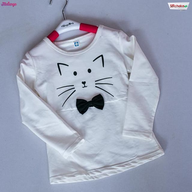 Melange Cat Design T-shirt For Kids