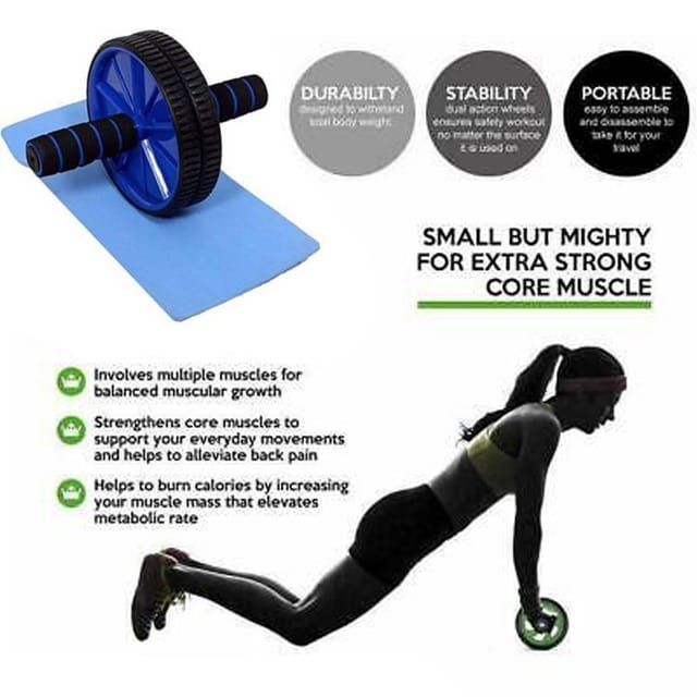 Ab Roller Wheel + Free Knee PAd - Exercise Wheel for Home Gym - Fitness Equipment & Accessories