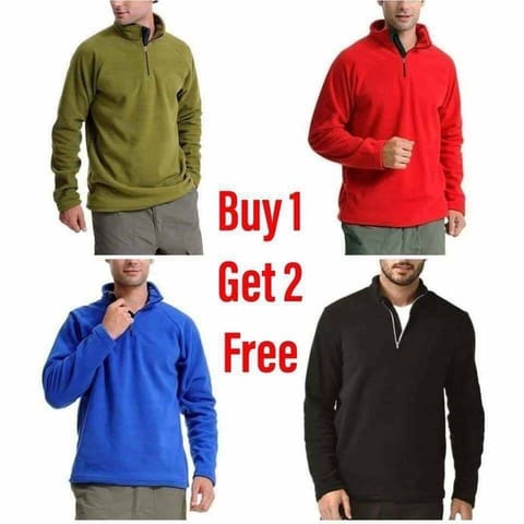 Buy one get two free half zip fleece sweatshirt