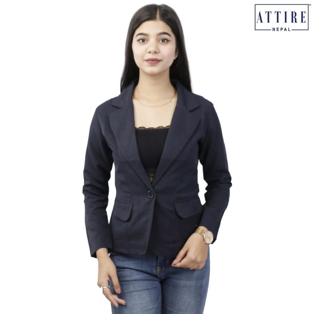 Single Breasted  Single Button Full Sleeve Formal Blue Coat by Attire Nepal