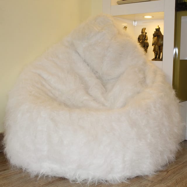Bean Bag Luxury Chairs Xxxl Size Fluffy Faux Fur White Puff Bean Bag