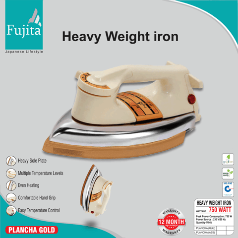 Fujita Heavy Weight Iron( Plancha Gold), 750 Watt