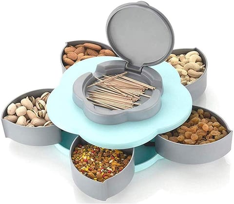 National Flower Shape Rotating Candy Box Snack Dry Fruit Box Serving Tray Box