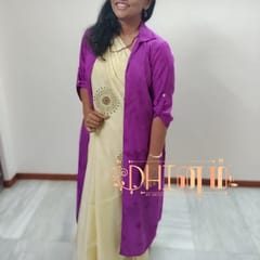 Dhinam-Tie & Dye -Shirt Shrug -Eggplant-Readymade