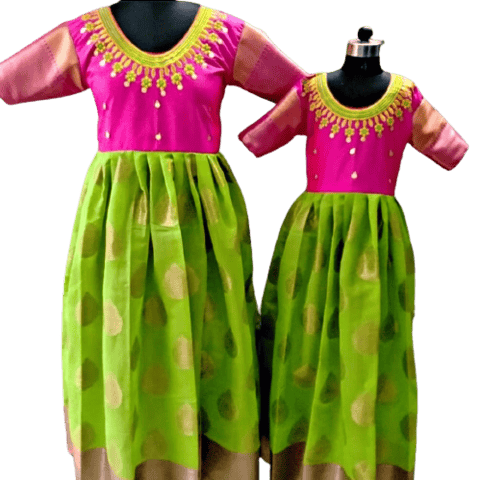 Babbles - Banarasi Silk Dresses for Kids, Siblings, Mom Kid