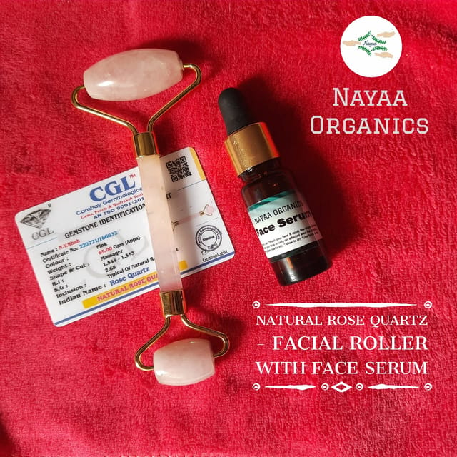 Nayaa Organics-Rose Quartz Facial Roller with Face Serum