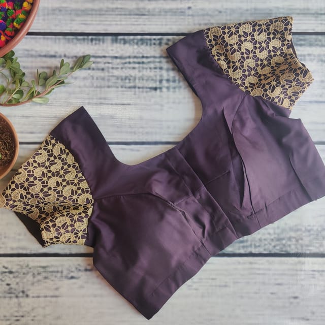 Dhinam-The Assorted-Mauve D Sleeve-Readymade Blouse