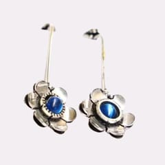 Abarnika- Silver Polished Crystal Floral Earrings
