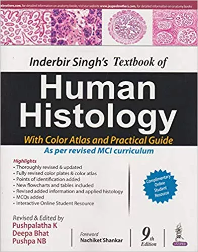 Inderbir Singh'S Textbook Of Human Histology 9th Edition 2019 By Pushpalatha K