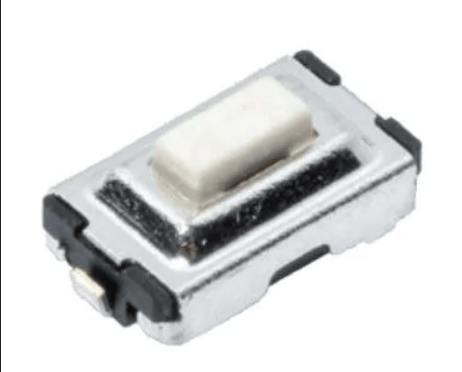 Tactile Switches Tact 50mA 12VDC, 6.0x3.5, 2.5mm H, 250gf, G leads, Ground pin, Red Actuator