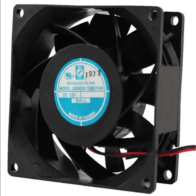 DC Fans DC Fan, 92x92x25mm, 48VDC, 50CFM, 0.09A, 32dBA, 2900RPM, 0.24inH2O, Dual Ball Bearing, Lead Wires, IP69K Rated