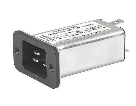 AC Power Entry Modules Appliance Inlet C20 w/Filter, Front Side Screw, Standard Version w/Ground Line Choke,16A, Quick connect 6.3 x 0.8mm