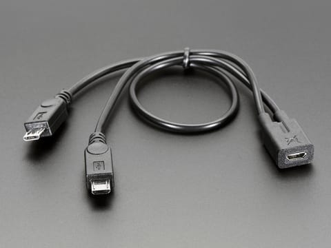 Adafruit Accessories Micro B USB 2-Way Y Splitter Cable
