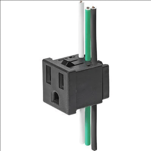 AC Power Entry Modules NEMA line Outlet 5-15R, Snap-in Mounting, Front Side, IDC- with Quick-connect Terminal 6.3x0.8mm, Black