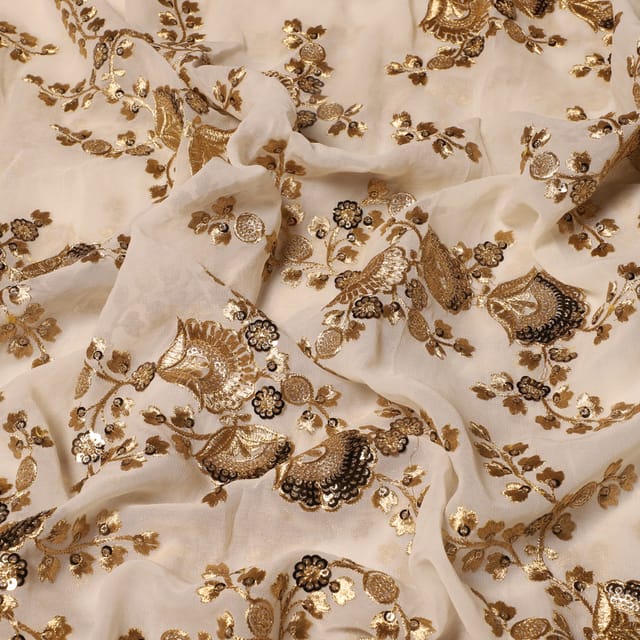 Royal zeek fern-flower fabric/Zari-work-fabric/Wedding-fabric/Party-DIY