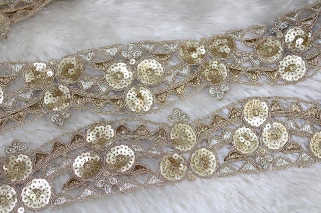 Cut-work regal golden lace/Floral-lace/Border-lace/Delicate-edging-lace