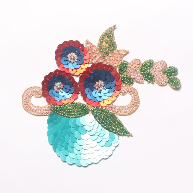 Multi-shade sequins 3-D feel patch/Epic-patch/Brooch-patch/Border-patch