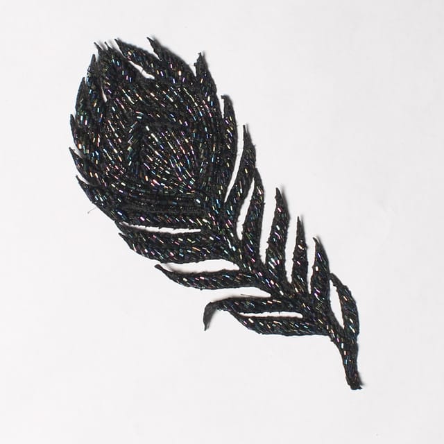Dark beauty black peacock-feather patch/Beads-patch/Applique-patch