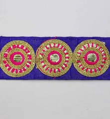 Circle shaped motif fancy elements traditional feel celebratory and festive grand style fabric border