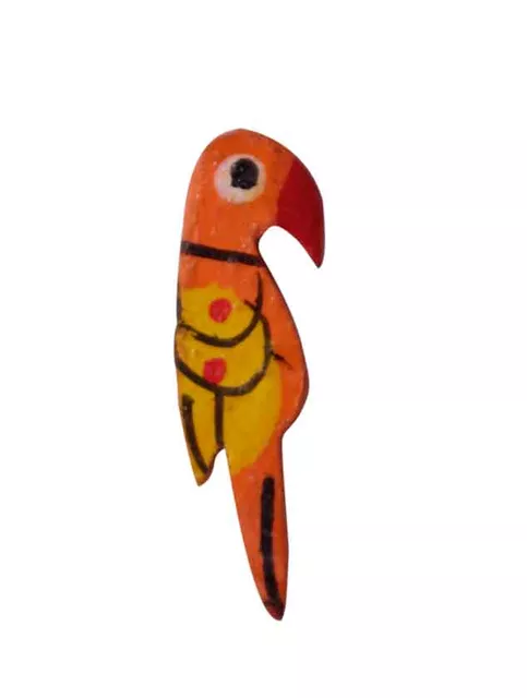 Cute parrot bird motif trendy and fun look nature inspired vibrant style vivacious feel chic and fancy wood made button strung chain