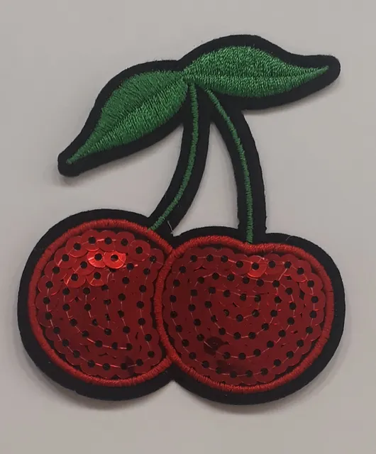 Twin Cherries sequins and thread work cute, stylish and fruity patch