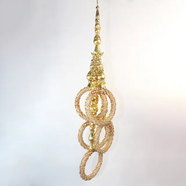 Rings and hoops modern look beads and rhinestone studded bridal tassel