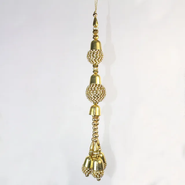 Two spheres bell hangings majestic rhinestones and trendy beads tassels