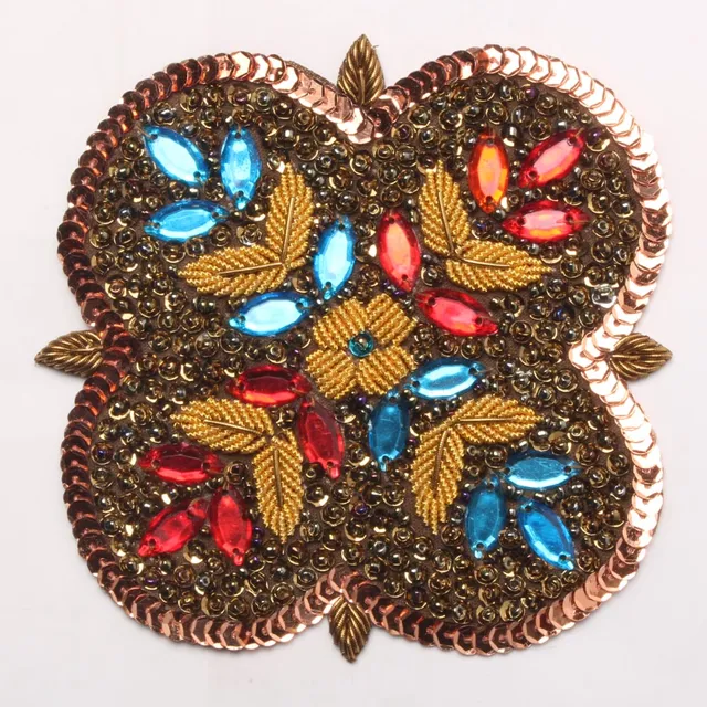Artsy floral abstract patch/Zardosi work/Stones-and-sequins/Party patch
