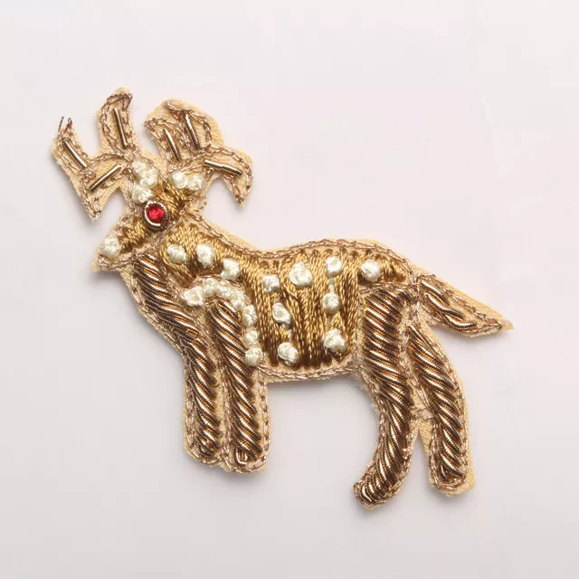 Reindeer fancy festive patch/Animal-patch/Christmas-patch/Zardosi-patch