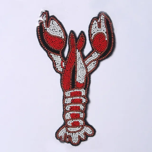Lobster trendy artsy patch/Crustacean-patch/Beads-patch/Sea-life-patch