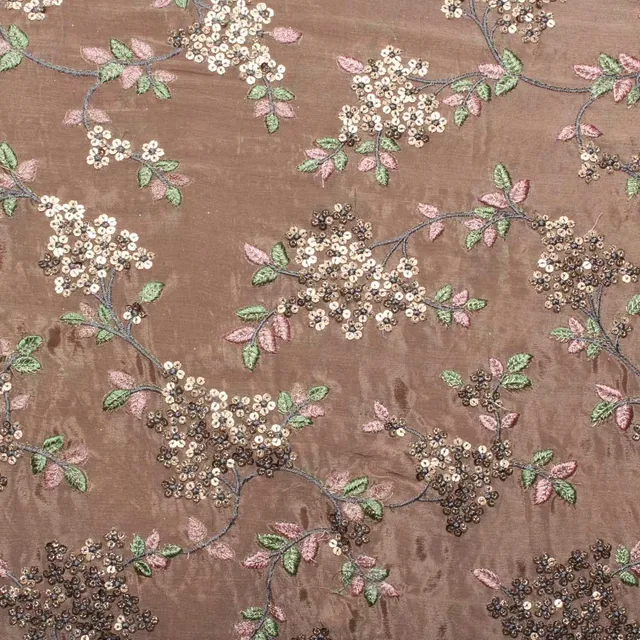 Floral-bunch trendy fabric/Embroidered-fabric/Silky-fabric/Grand-fabric