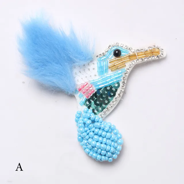 Kingfisher cute-fluff patch/Bird-patch/Applique-patch/Costume-Art-patch