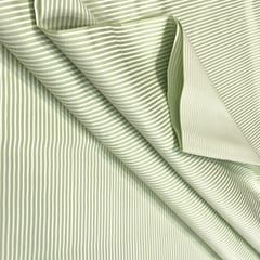 White Strips on Green Glace Cotton Print (1 meter cut piece)