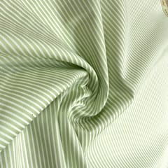 White Strips on Green Glace Cotton Print (1 meter cut piece)