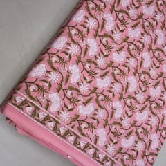 Pink With gold Cotton Khadi Print 5mtr Set