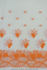 Off-white Cotton with Orange Border Embroidery