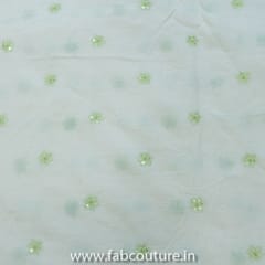 Off-White Cotton with Green Booti Embroidery