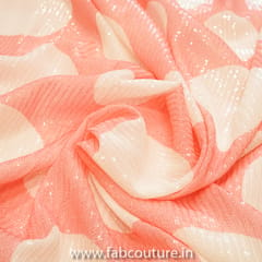 Pink Sequins Georgette Digital Dots Print