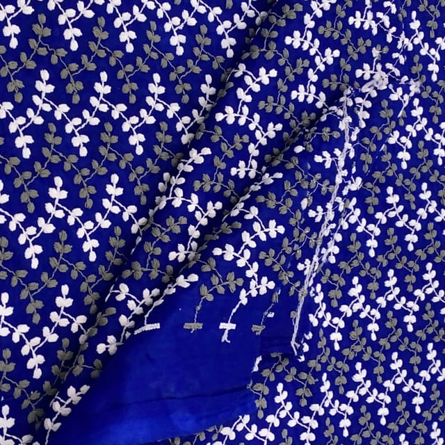 Blue Cotton Jaal Embroidery