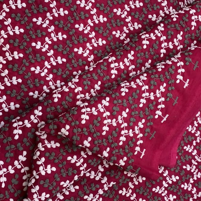 Majenta Cotton Jaal Embroidery