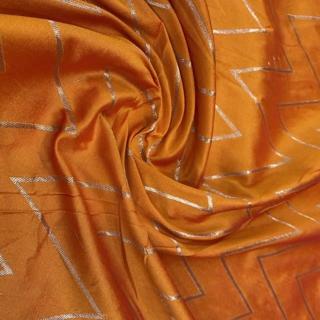 Orange Coloured Zig Zag Jacquard Silk