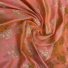 Peach Coloured  Jaal Jacquard Silk