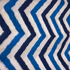 Blue-White Coloured Tabby Silk Digital Print