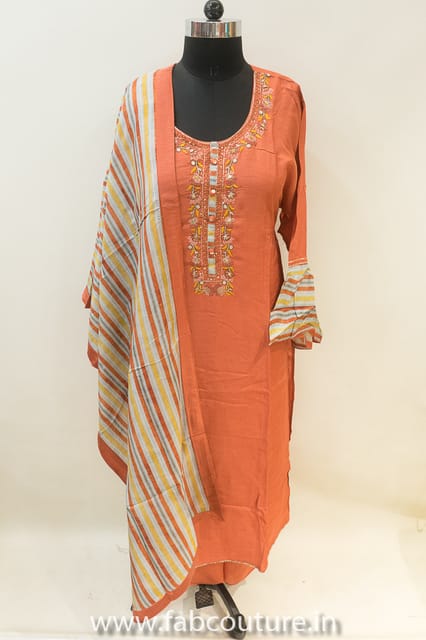Orange Monga Silk Suit Set
