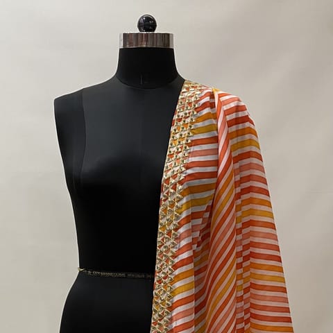 Tabby Silk Embroidery dupatta Fabric