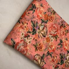 Dark Peach Coloured Tabby Silk digital Print