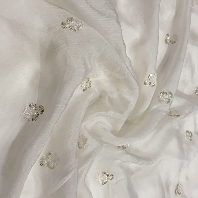 White Colour Chinon Chiffon Embroidery
