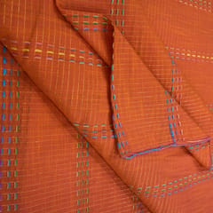 Orange Colour Cotton Zari kantha Dobby